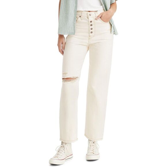 Levi's Cream Straight Leg Jeans - Picture 1 of 8